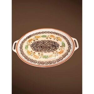 Temptations By Tara Old World Fall Harvest Oval Tray Platter EXCELLENT